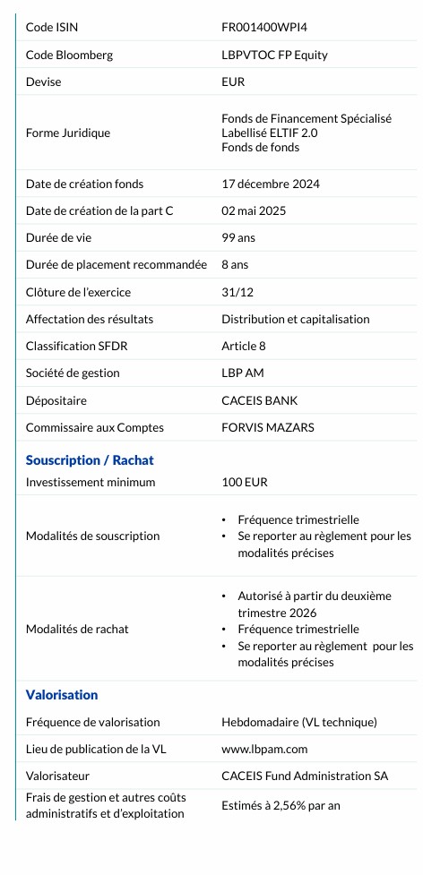 Caractéristiques générales -Part C