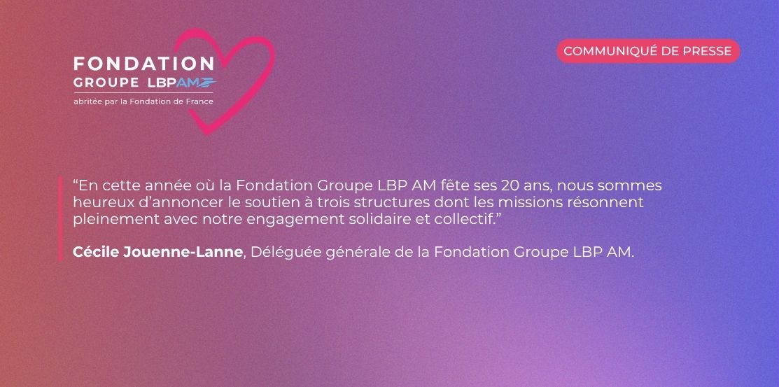 logo de la fondation groupe LBP AM sur fond rose et bleu