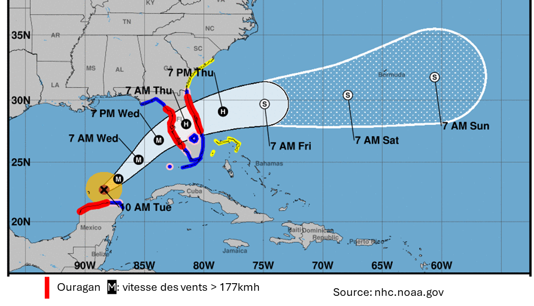 Etats-Unis :  L’ouragan Milton, de catégorie 5, se dirige vers la Floride et devrait toucher terre aujourd’hui.